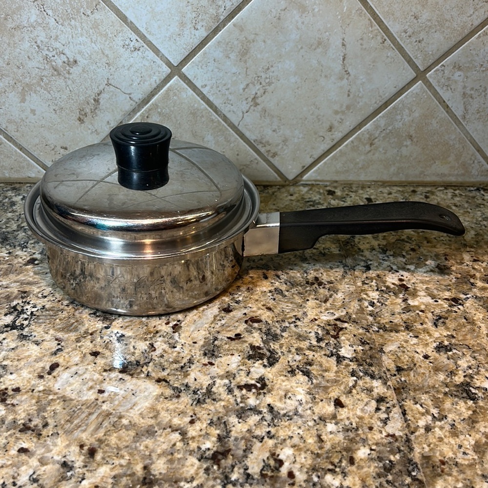 Vintage Lustre Craft 1 Quart Saucepan with Lid 18-8 Stainless Steel 3 Ply USA